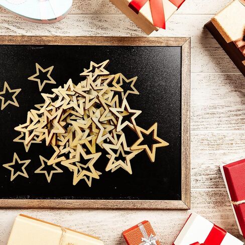 SM SunniMix 25 Pieces of 50mm Unfinished Hollow Wooden Star Ornaments for Scrapbooking in Saudi Arabia