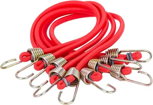 5pcs حبل حزام مرن مع خطاف المقطورة الإنقاذ على رف السقف أشرطة الأمتعة ، والأسلاك bungee ل 1/10 RC Crawler Car SCX10 TRX6 GEN7 GEN8 TAMIAA D90 TF3 (RED) in Kuwait