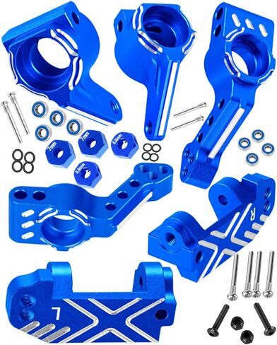 لترقيات الألمنيوم الأجزاء 1/10 Rustler 2WD (VXL)/SLASH 2WD (VXL)/Stampede 2WD (VXL)/Bandit 2WD (VXL) ، مفاصل التوجيه الأمامية ومحاور الخلفية وكتل Caster Casts Up ، Navy Blue. in Saudi Arabia