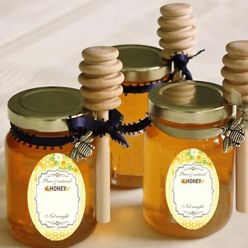 Oval Pure Natural Honey Swars and Bottles Labels Honey Bote Bottling Canning Labels Honey Farm Name Business Round Mason Jar Label لتربية النحل جرار 240 قطعة (عسل نقي) in Kuwait