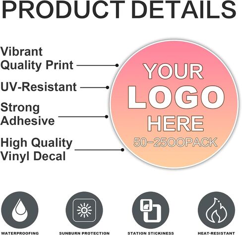1-2500 Custom Stickers, Bulk Personalized etiquetas Logo Waterproof Vinyl Labels, Suitable for Corporate Business Gift Stickers, Customizable with Any Design in Saudi Arabia