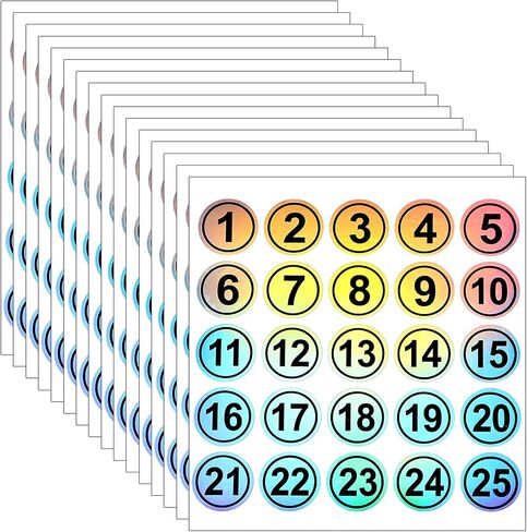 15 PCS ملصقات رقم جولة 1-25 ملصقات لاصقة ذاتية رقم شارات 0.79 "ملصقات مستديرة مقاومة للماء ملصقات متتالية قابلة للليزر متتالية ليزر متتالية من 1 إلى 25 لصناديق تخزين المكتب in Kuwait
