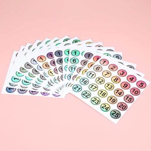 15 PCS ملصقات رقم جولة 1-25 ملصقات لاصقة ذاتية رقم شارات 0.79 "ملصقات مستديرة مقاومة للماء ملصقات متتالية قابلة للليزر متتالية ليزر متتالية من 1 إلى 25 لصناديق تخزين المكتب in Kuwait