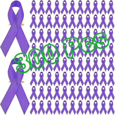 50 Pcs Purple Ribbon Pins Satin Awareness Ribbons with Safety Pins Domestic Violence Alzheimers Lupus Health Pancreatic Cancer Awareness Pins Support Bulk Items in Saudi Arabia