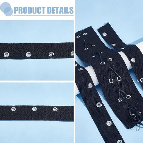 BENECREAT 8 Yards Black Cotton Grommet Eyelet Twill Tape, 1 inch Wide Metal Eyelet Ring Ribbon Strip for Sewing Crafts Making, Hole: 4mm in Saudi Arabia