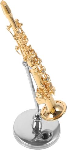 Homsfou Miniature Saxophone Model Decor Decor for Home Mini Musical Audaction With Stand and Leather Box Thread لمحبي الموسيقى وعشاق الألعاب المصغرة in Kuwait
