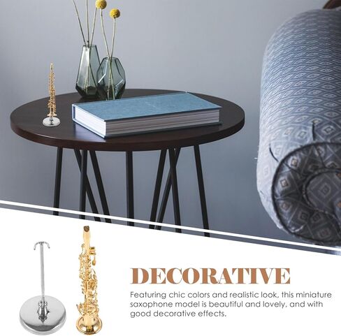 Homsfou Miniature Saxophone Model Decor Decor for Home Mini Musical Audaction With Stand and Leather Box Thread لمحبي الموسيقى وعشاق الألعاب المصغرة in Kuwait