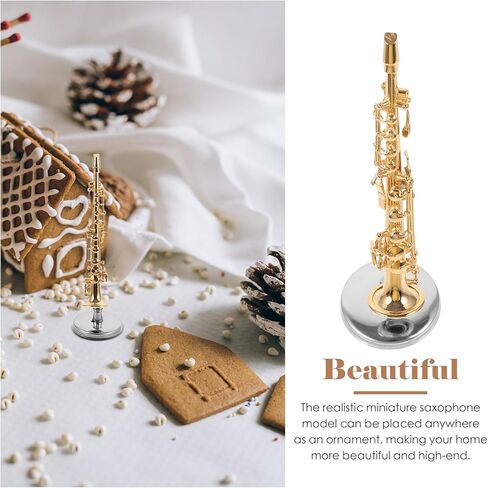 Homsfou Miniature Saxophone Model Decor Decor for Home Mini Musical Audaction With Stand and Leather Box Thread لمحبي الموسيقى وعشاق الألعاب المصغرة in Kuwait