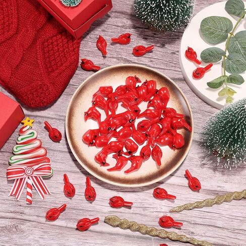 50pcs Mini Resin Red Cardinal Bird Figurines, Tiny Cardinal Figurine Figure Small Christmas Ornaments Miniature Animals Crafts Gifts for Dollhouse Cake Topper Christmas Decoration Decor in Saudi Arabia