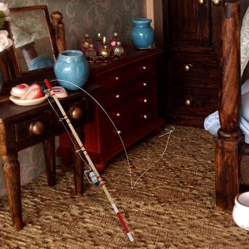 Garneck 2pcs Dollhouse Miniature Fishing Rod Realistic Small Fishing Poles Model for Kids DIY Micro Landscape Fairy Garden Decoration Dollhouse Furniture in Saudi Arabia