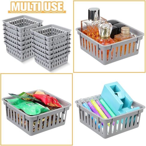 Tatuo 24 Pcs Classroom Storage Baskets Bulk Small Plastic Baskets for Organizing Crayon Pencil Containers Organizer Bins for Office Desk Drawer Home, 5.31 x 5.31 x 2.44 Inch(Black) in Saudi Arabia
