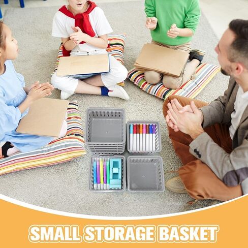 Tatuo 24 Pcs Classroom Storage Baskets Bulk Small Plastic Baskets for Organizing Crayon Pencil Containers Organizer Bins for Office Desk Drawer Home, 5.31 x 5.31 x 2.44 Inch(Black) in Saudi Arabia