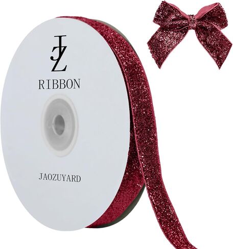 Burgundy Glitter Ribbon 1/2 inch X 10 Yard Glitter Ribbons for Craft Christmas Tree Gift Wrapping Ribbon Holiday Birthday Decoration Gift Wrapping DIY Bow Making Glitter Ribbons in Kuwait