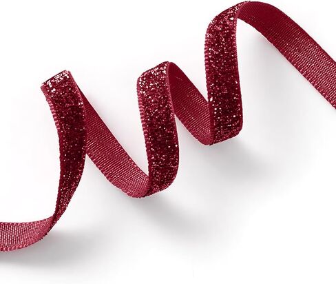 Burgundy Glitter Ribbon 1/2 inch X 10 Yard Glitter Ribbons for Craft Christmas Tree Gift Wrapping Ribbon Holiday Birthday Decoration Gift Wrapping DIY Bow Making Glitter Ribbons in Kuwait