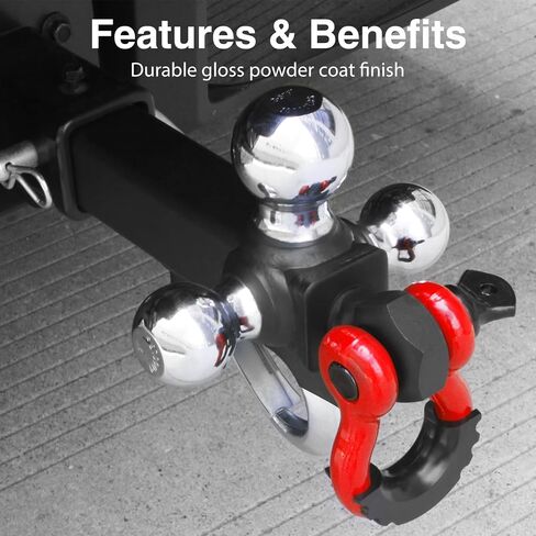 Trailer Hitch Ball Mount with Tow Shackle and 3/4" Hitch Pin Clip for Heavy Duty Trucks, SUVs, and Cars, Multifunctional 2 in 1 Hitch Mount Fits 2Inch Hitch Receiver in Saudi Arabia