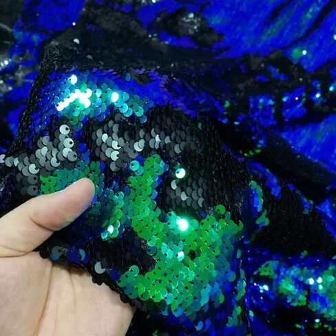 shinybeauty sequin النسيج حورية البحر حورية البحر تقلب الترتر عكسها القابلة للانعكاس بيعت فستان الفناء/الديكور/الملابس (1 ياردة ، أخضر أزرق) in Kuwait