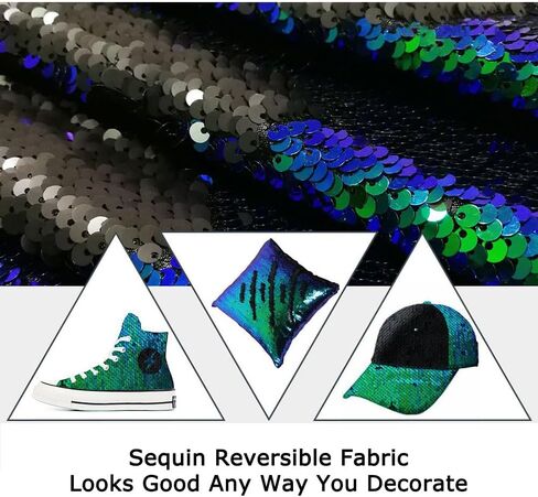 shinybeauty sequin النسيج حورية البحر حورية البحر تقلب الترتر عكسها القابلة للانعكاس بيعت فستان الفناء/الديكور/الملابس (1 ياردة ، أخضر أزرق) in Kuwait