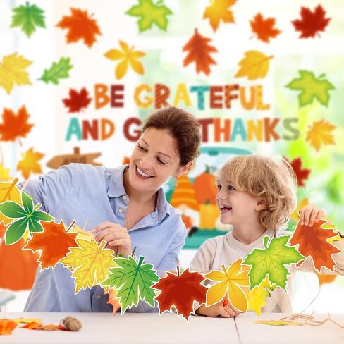 Whaline Fall Tree Bulletin Board Decoration Thanksgiving Tree Maple Leaves Pumpkin Truck Paper Cutouts Grateful Give Thanks Cutouts for Autumn Harvest School Classroom Chalkboard Wall Decor, 96Pcs in Saudi Arabia