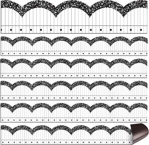 TaoBary 24 Pcs Composition Magnetic Borders for Classroom Whiteboard 11.8 x 1.5" Magnetic Bulletin Board Borders Composition Scalloped Strips Trim for Classroom School Office Decoration in Saudi Arabia