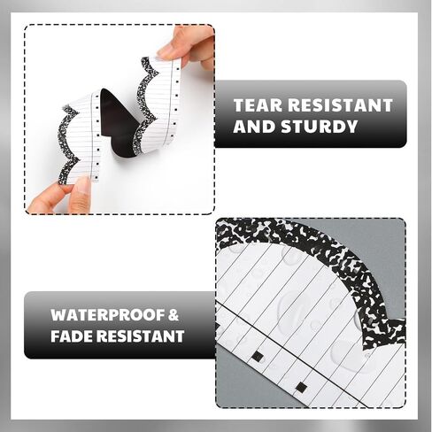 TaoBary 24 Pcs Composition Magnetic Borders for Classroom Whiteboard 11.8 x 1.5" Magnetic Bulletin Board Borders Composition Scalloped Strips Trim for Classroom School Office Decoration in Saudi Arabia