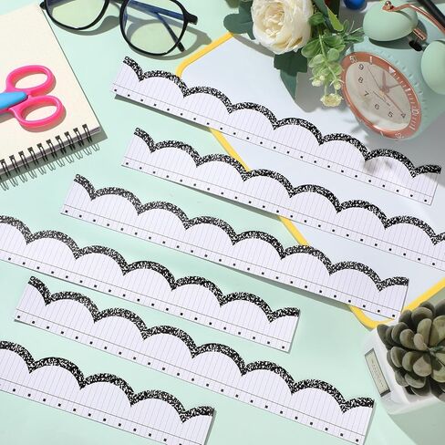 TaoBary 24 Pcs Composition Magnetic Borders for Classroom Whiteboard 11.8 x 1.5" Magnetic Bulletin Board Borders Composition Scalloped Strips Trim for Classroom School Office Decoration in Saudi Arabia