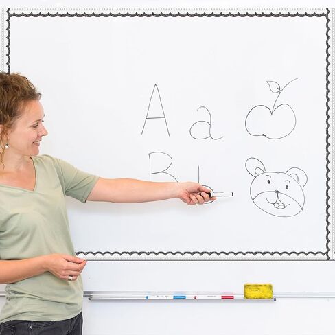 TaoBary 24 Pcs Composition Magnetic Borders for Classroom Whiteboard 11.8 x 1.5" Magnetic Bulletin Board Borders Composition Scalloped Strips Trim for Classroom School Office Decoration in Saudi Arabia