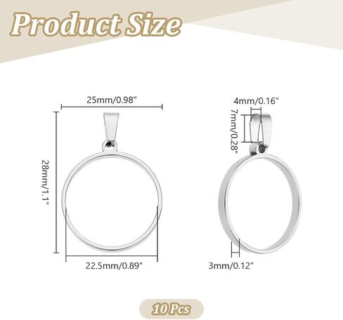 UniCraftale Round Open Back Pendants Fteld Steel Ring Frame Pendants هندسة الفراغات سحر جوفاء إطار قلادة كابوشون لأقراط سوار قلادة صنع المجوهرات in Saudi Arabia