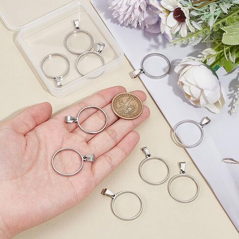 UniCraftale Round Open Back Pendants Fteld Steel Ring Frame Pendants هندسة الفراغات سحر جوفاء إطار قلادة كابوشون لأقراط سوار قلادة صنع المجوهرات in Saudi Arabia