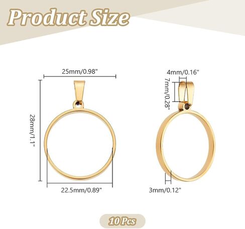 UniCraftale Round Open Back Pendants Fteld Steel Ring Frame Pendants هندسة الفراغات سحر جوفاء إطار قلادة كابوشون لأقراط سوار قلادة صنع المجوهرات in Kuwait