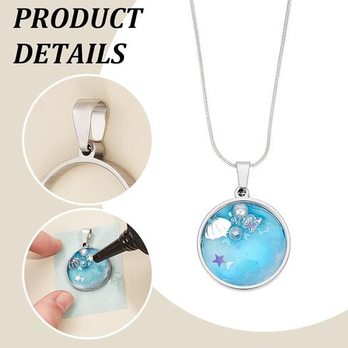 UniCraftale Round Open Back Pendants Fteld Steel Ring Frame Pendants هندسة الفراغات سحر جوفاء إطار قلادة كابوشون لأقراط سوار قلادة صنع المجوهرات in Saudi Arabia