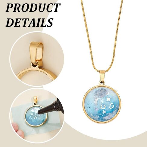 UniCraftale Round Open Back Pendants Fteld Steel Ring Frame Pendants هندسة الفراغات سحر جوفاء إطار قلادة كابوشون لأقراط سوار قلادة صنع المجوهرات in Kuwait