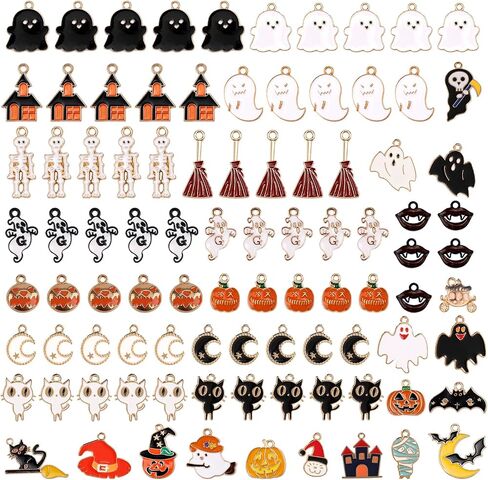 93pcs سحر الهالوين ، مينا هالوين المعلقات اليقطين الساحرة قبعة شبح العنكبوت سحر القمر لصالح سوار DIY الصنع المجوهرات وصنع الزخرفة in Saudi Arabia