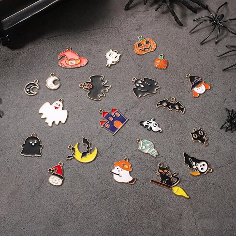 93pcs سحر الهالوين ، مينا هالوين المعلقات اليقطين الساحرة قبعة شبح العنكبوت سحر القمر لصالح سوار DIY الصنع المجوهرات وصنع الزخرفة in Saudi Arabia