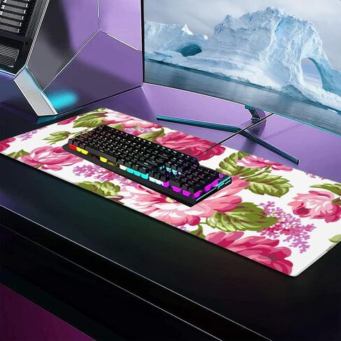 Alien and UFO Large Gaming Desk Mat,Rubber Non-Slip Colorful Mushroom Planet Star Mouse Pad,31.5x11.8x0.12in Extended Sci-Fi Mousepad,Game Lover Mice Pads Gifts,Office Home Deskmat Decor in Saudi Arabia