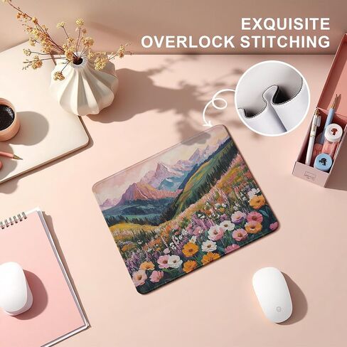 Boho Colorful Floral Mountain Mouse Pad, Watercolor Wildflowers Scenery Nature Landscape Mouse Pads Mousepad for Home Office Dorm Computers Laptop Supplies Desk Accessories, 9.5x7.9 Inch in Kuwait