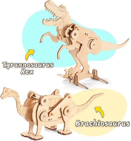 Dinosaur STEM Kits for Kids Ages 6-8-10-12, 4 in 1 Stem Projects, Wood Building Toys for Boys Age 8-12, Build It Yourself Woodworking Kit, DIY 3D Wooden Puzzles Model Science Kit, Craft Kits for Kids in Kuwait