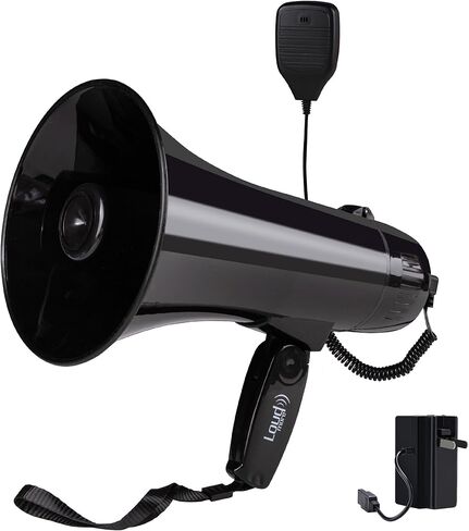 Loudmore Portable Megaphone Bullhorn 35 Watt Power Megaphone Speaker with Siren/Alarm Modes, 240S Recording, USB Flash Drive, Detachable Handheld Microphone, Volume Control and Strap in Saudi Arabia