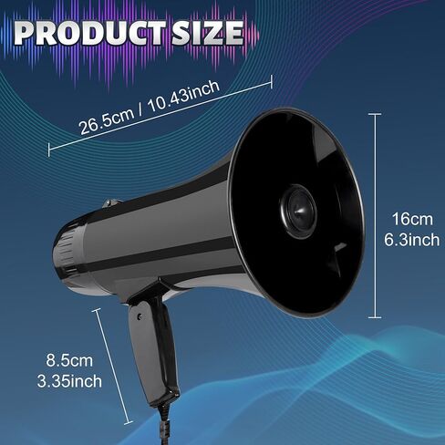 Loudmore Portable Megaphone Bullhorn 35 Watt Power Megaphone Speaker with Siren/Alarm Modes, 240S Recording, USB Flash Drive, Detachable Handheld Microphone, Volume Control and Strap in Saudi Arabia
