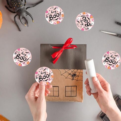 Whaline 500 Pcs Halloween Stickers Label Roll Boo Ghost Pumpkin Bat Self-Adhesive Sticker Decals for Party Craft Scrapbook Envelope Decorations in Saudi Arabia