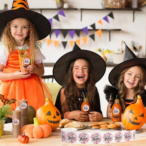 Whaline 500 Pcs Halloween Stickers Label Roll Boo Ghost Pumpkin Bat Self-Adhesive Sticker Decals for Party Craft Scrapbook Envelope Decorations in Saudi Arabia