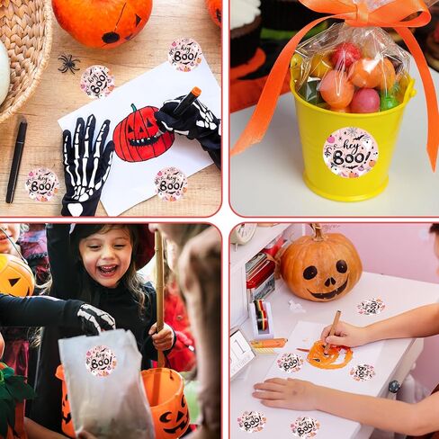 Whaline 500 Pcs Halloween Stickers Label Roll Boo Ghost Pumpkin Bat Self-Adhesive Sticker Decals for Party Craft Scrapbook Envelope Decorations in Saudi Arabia