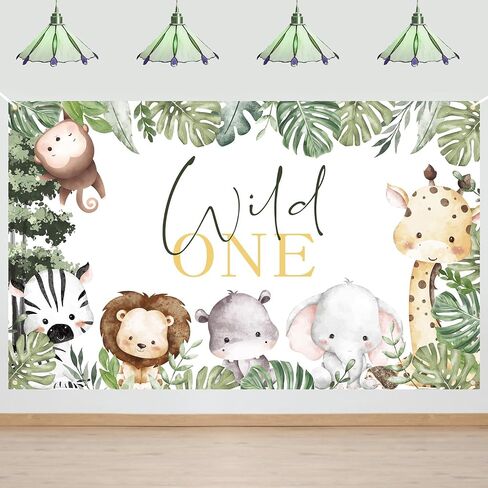 Avezano Wild One Banner for Boys Jungle Animals Wild One Birthday Party Decorations Backdrop Safari Theme 1st Birthday Party Banner Supplies (6x3.6ft) in Saudi Arabia