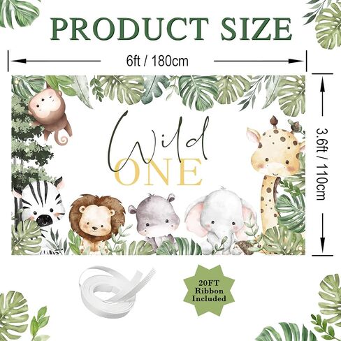 Avezano Wild One Banner for Boys Jungle Animals Wild One Birthday Party Decorations Backdrop Safari Theme 1st Birthday Party Banner Supplies (6x3.6ft) in Saudi Arabia