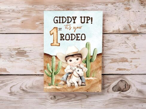 Red Door Inspirations First Birthday Greeting Card, Includes Single Card and Envelope (1st Rodeo) in Kuwait