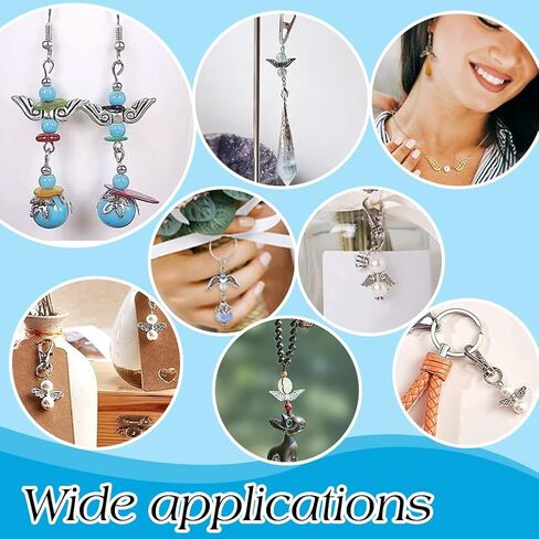 PH PandaHall 100Pcs 5 Styles Tibetan Style Angel Wing Beads Metal Alloy Loose Beads Spacer Charms Small Angel Wings for Crafts Necklace Bracelet Earring Jewelry Making in Saudi Arabia