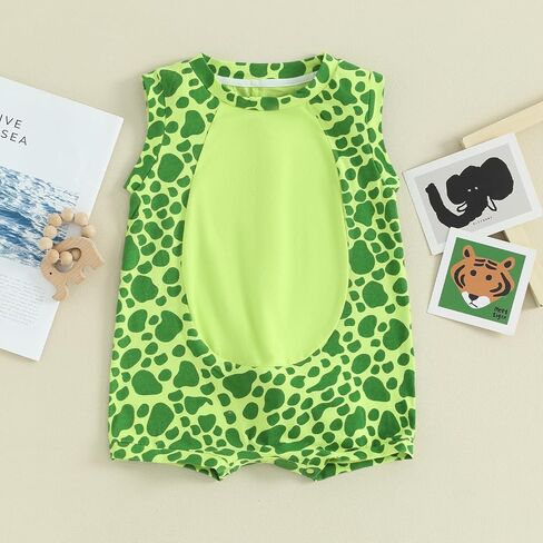 FEIBEL Baby Cute Cartoon Animal Onesie Baby Boys Girls Sleeveless Round Neck Romper One-Piece Shorts Jumpsuit in Saudi Arabia