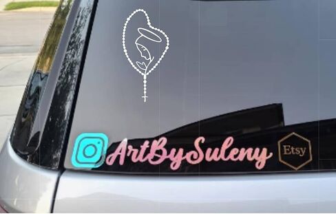 3 PCS Virgin Mary Rosary Car Vinyl Scal Dentical Pumper Stickers (Black) in Saudi Arabia