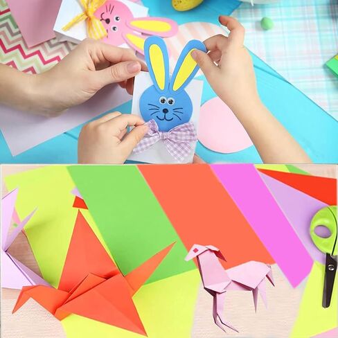 Vibrant Color A4 Origami Paper - 100 Sheets, 10 Assorted Colors - Acid-Free, Printer-Friendly Craft Paper for Kids Art, DIY Projects & Scrapbooking in Saudi Arabia