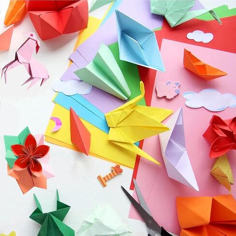 Vibrant Color A4 Origami Paper - 100 Sheets, 10 Assorted Colors - Acid-Free, Printer-Friendly Craft Paper for Kids Art, DIY Projects & Scrapbooking in Saudi Arabia