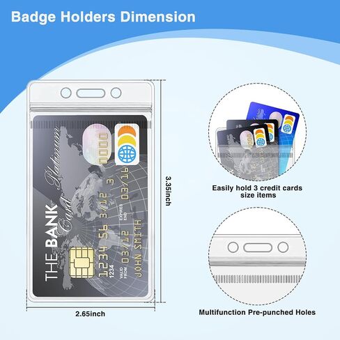 10-Pack ID Badge Holder Vertical Waterproof Clear Plastic Name Tag Holder Fits for Cruise Ship Card, Gift Card, Credit Card, Driver's License, Name Badge Holders for School and Office in Saudi Arabia